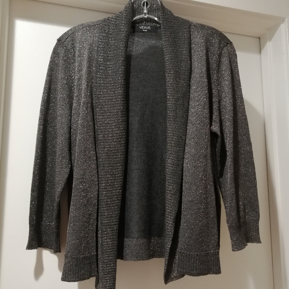 Verve Ami Women's Open Front Rayon Blend Lightweight Sweater Metallic - Size M